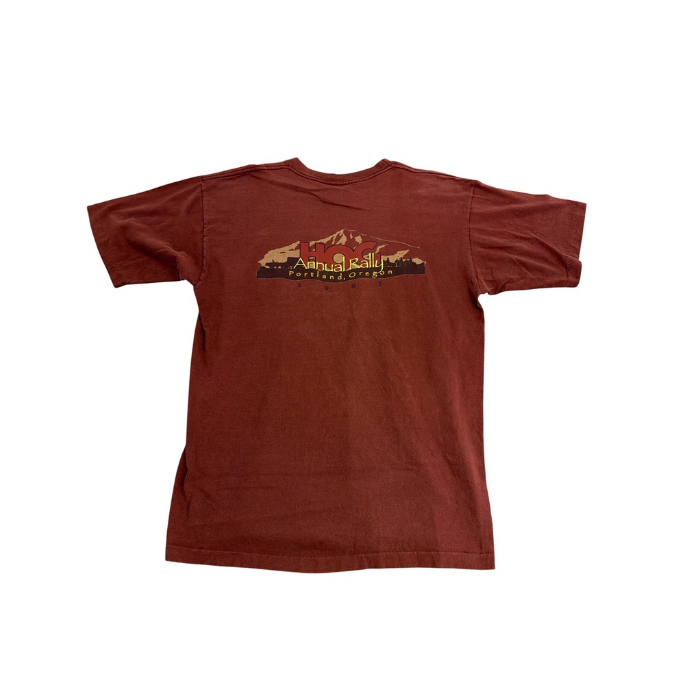 Vintage Harley Davidson 1997 HOG Annual Rally Portland T-Shirt XL Maroon Pocket